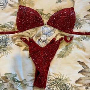 Red Sequin Bikini Set